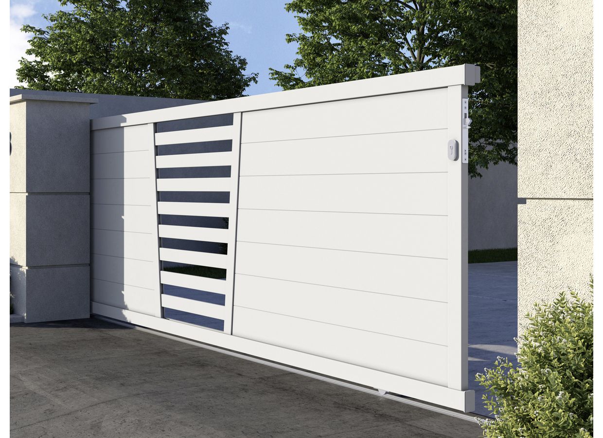 Portail coulissant Aluminium Pise avec barreaux sur mesure-Lapeyre