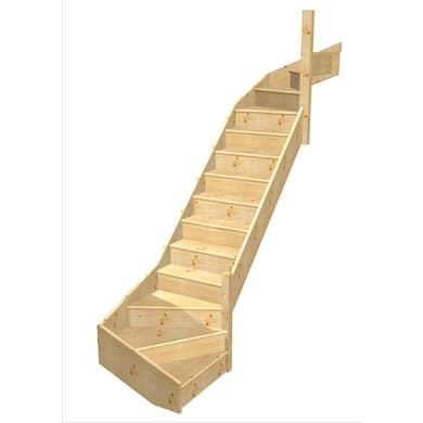 Escalier Faubourg double quart tournant haut & bas sans rampe