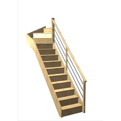 Escalier Faubourg quart tournant haut rampe Régate tubes inox