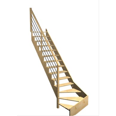 Escalier Ouessant quart tournant bas rampe Régate tubes inox