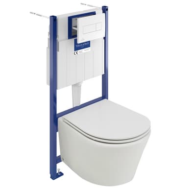 Pack WC suspendu cuvette OPUS, abattant, bâti wc TOM 2 et plaque blanche