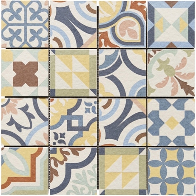 Carrelage mosaïque PATCHWORK effet ciment 31.8 x 31.8 cm