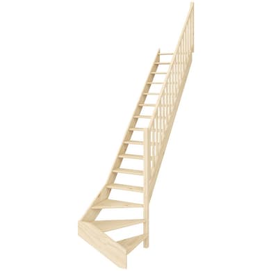 Escalier Kino bois quart tournant bas avec rampe