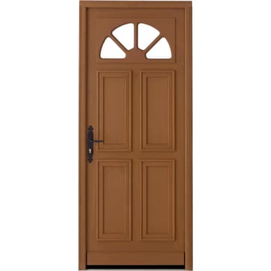 Porte d'entrée* bois exotique AUMALE + barillet 30x35 H.215 x l.90 droite