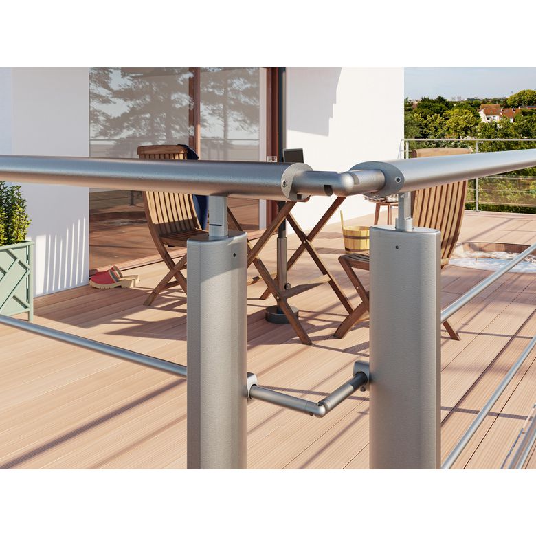 Balustrade Prestio en aluminium - Pack 2M fixation latérale -Lapeyre