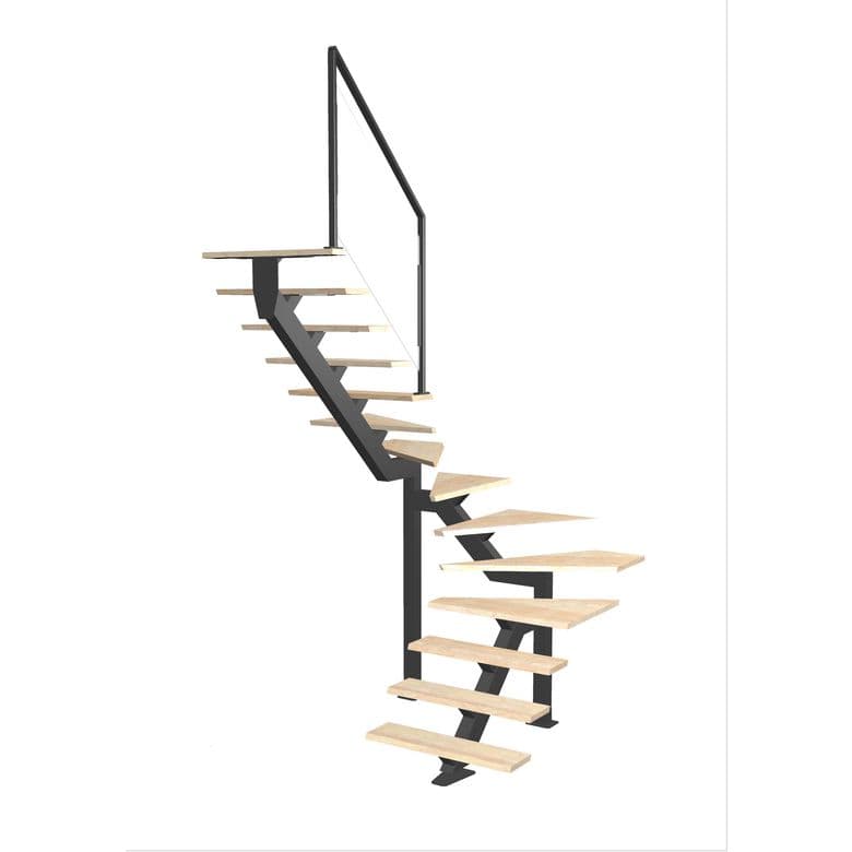 Escalier Elliot double quart tournant intermédiaire rampe Evence | Lapeyre