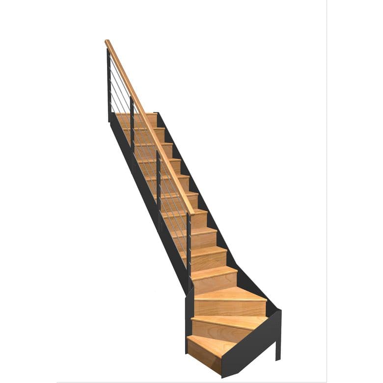 Escalier Esteban quart tournant bas rampe Epure tubes | Lapeyre