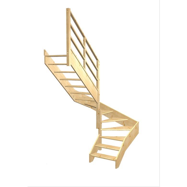 Escalier Aria double quart tournant intermédiaire rampe Eden | Lapeyre