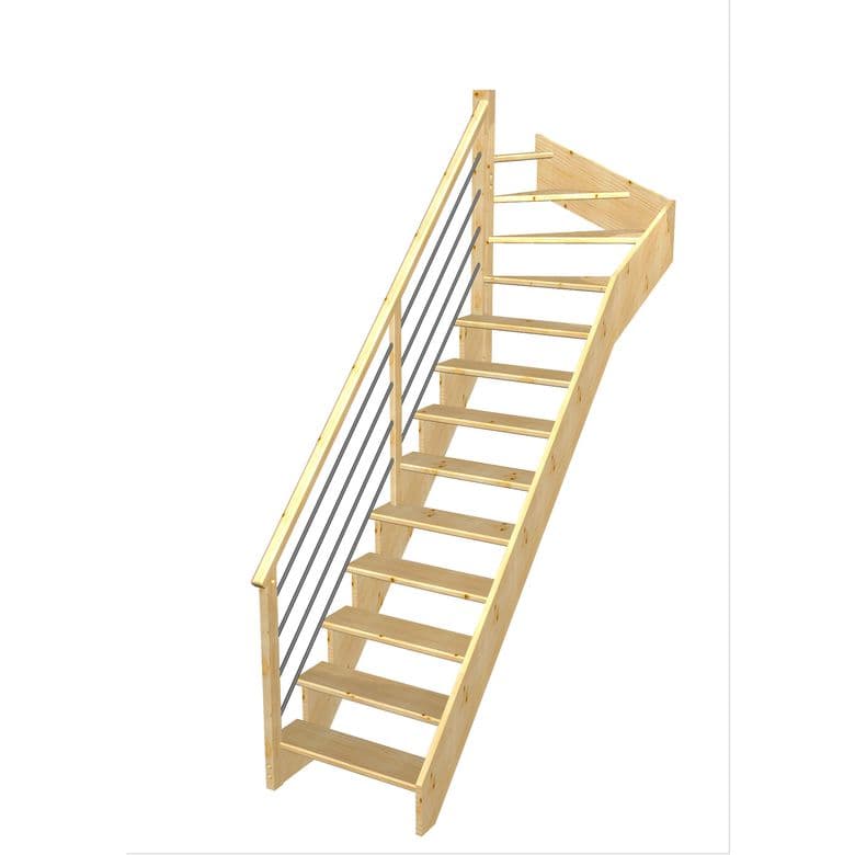 Escalier Ouessant quart tournant haut rampe Régate tubes acier | Lapeyre