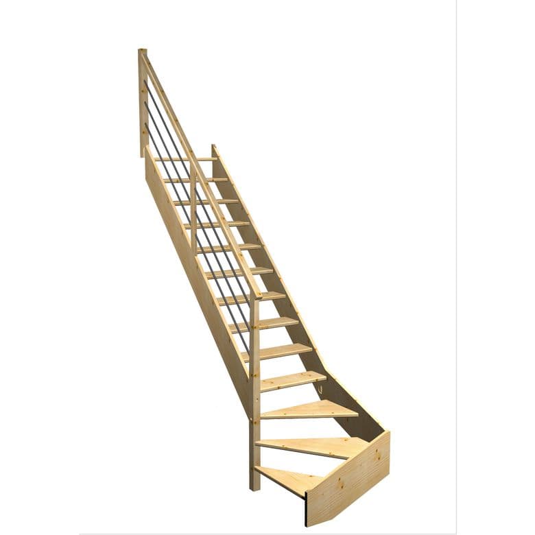 Escalier Aria quart tournant bas rampe Régate tubes inox | Lapeyre