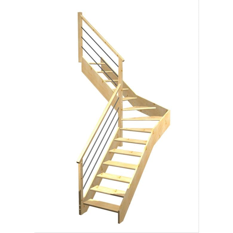 Escalier Aria quart tournant intermédiaire rampe Régate tubes inox | Lapeyre