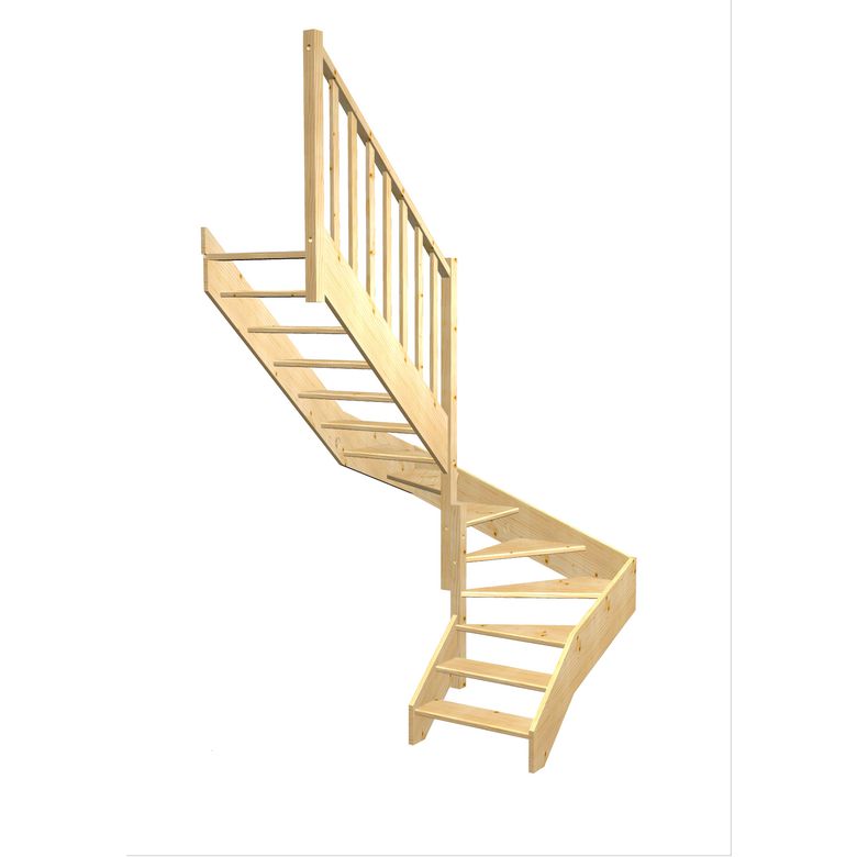 Escalier Aria double quart tournant intermédiaire sans rampe | Lapeyre