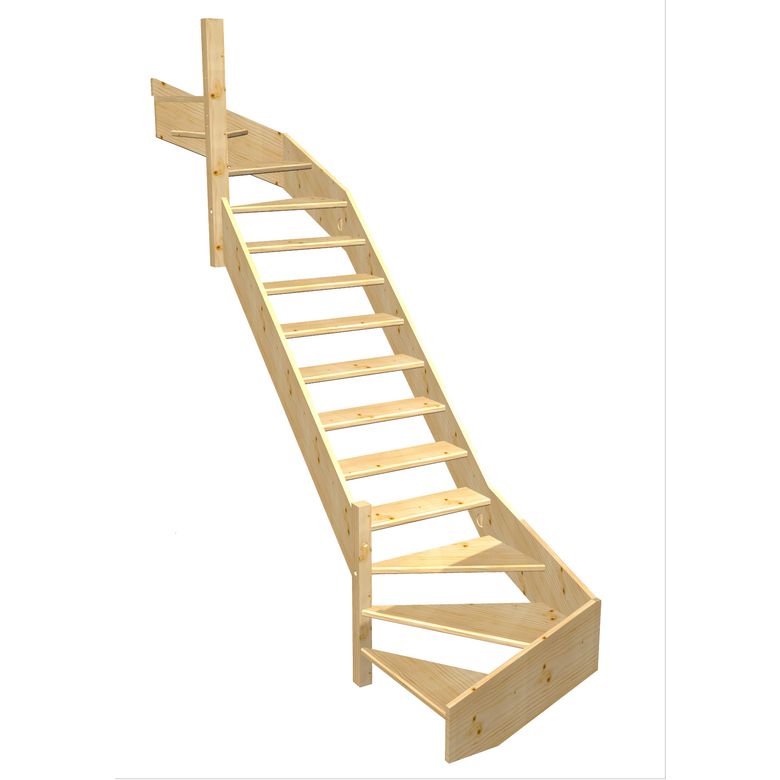 Escalier Aria double quart tournant haut & bas sans rampe | Lapeyre