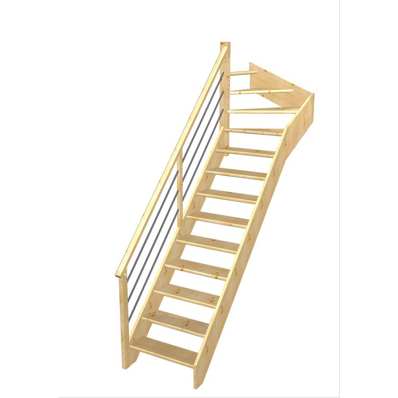 Escalier Aria quart tournant haut rampe Régate tubes inox | Lapeyre