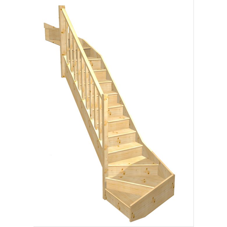 Escalier Faubourg double quart tournant haut & bas rampe Moulure | Lapeyre