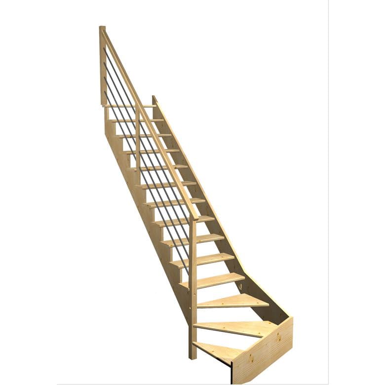 Escalier Ouessant quart tournant bas rampe Régate tubes inox | Lapeyre