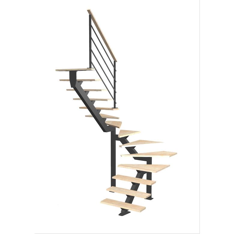 Escalier Elliot double quart tournant intermédiaire rampe Eva | Lapeyre