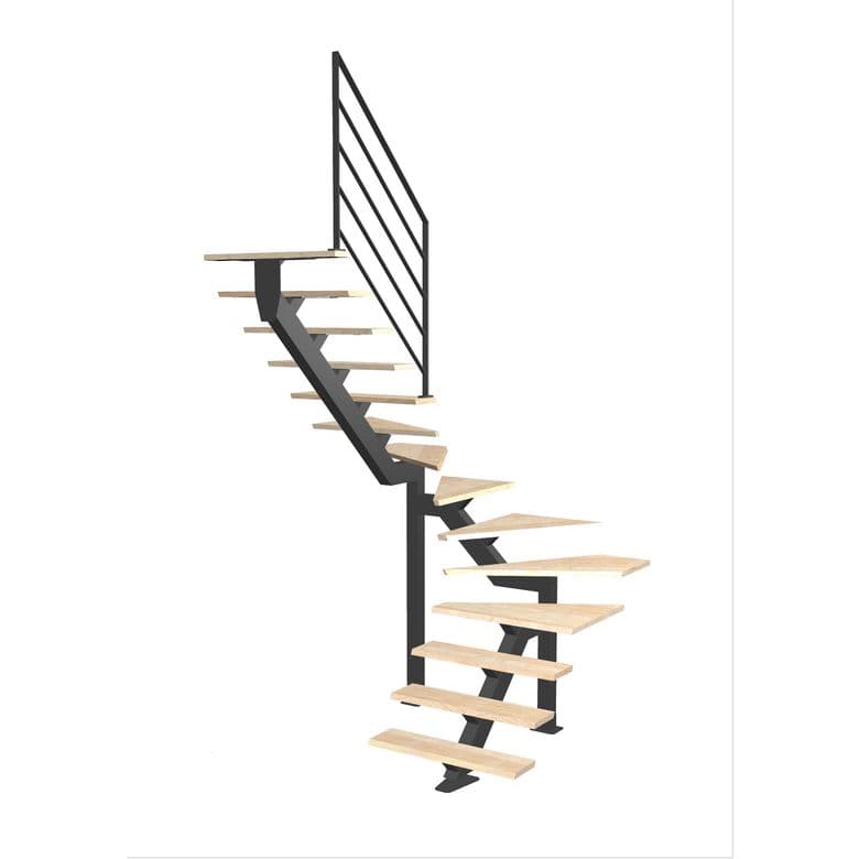 Escalier Elliot double quart tournant intermédiaire rampe Fera | Lapeyre