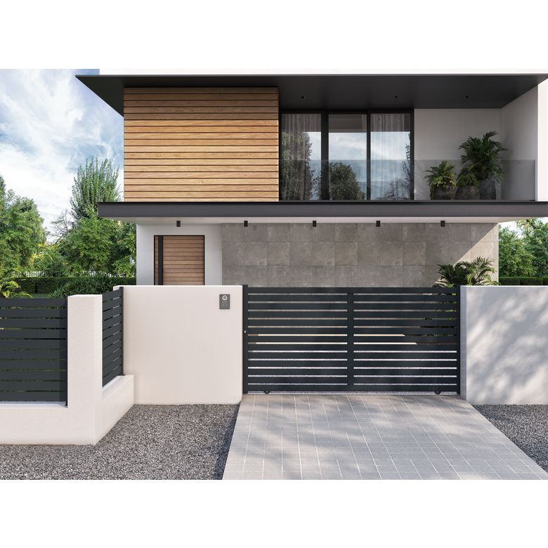 Portail coulissant VALENE aluminium gris-Lapeyre