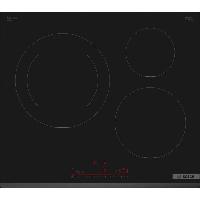 Table induction noir 3 foyers Bosch PIJ631FB1E | Lapeyre