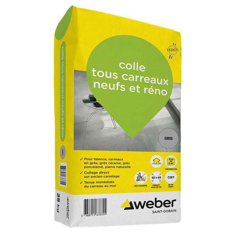 Colle WEBER colle tous carreaux faïence et grès 25KG| Lapeyre