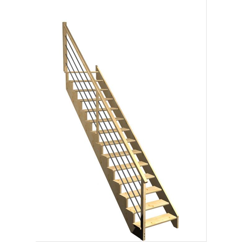 Escalier Ouessant droit rampe Régate tubes inox | Lapeyre