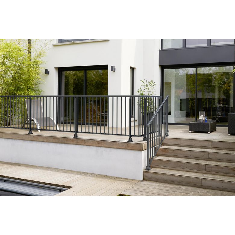 Balustrade OBEISSANTE en aluminium - Kit de fixation murale - Extérieur