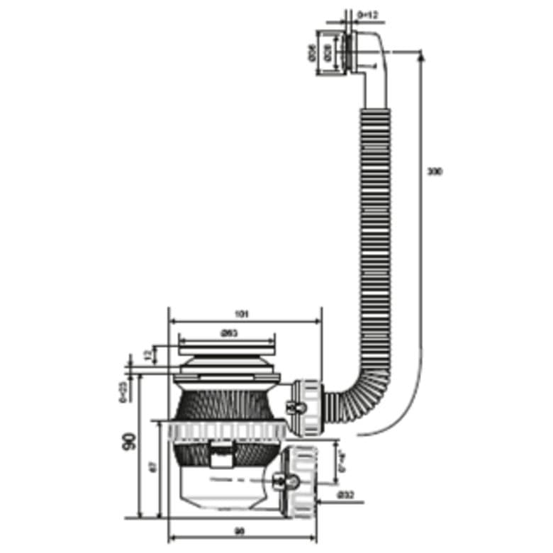 Bonde et siphon nano avec TP L63mm - Salle de Bains - Lapeyre