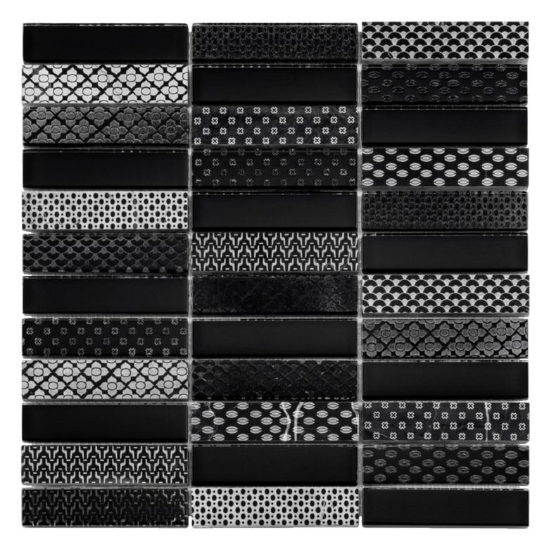 Carrelage mosaïque BARETTE déco noir 29,8 x 29,8 cm - Lapeyre